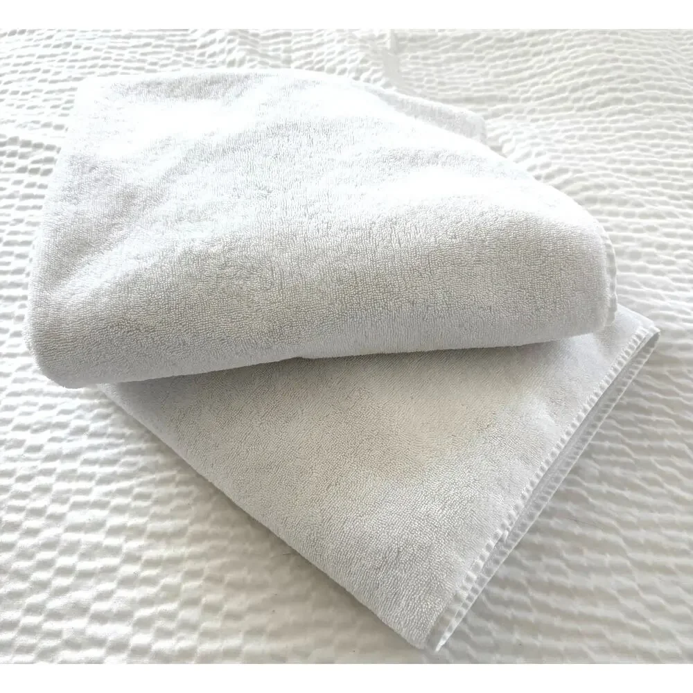 Pottery Barn PB Classic White Bath Towels Set of 2 Cotton Dobby Spa 26 x 52